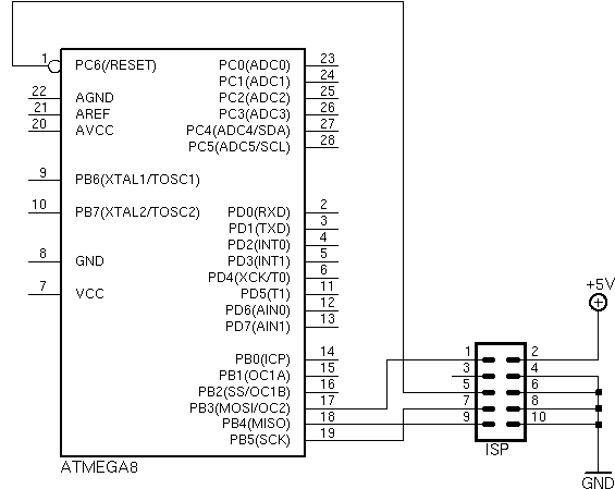 ISP connector for ATMega8